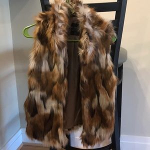 Brown and white fur vest